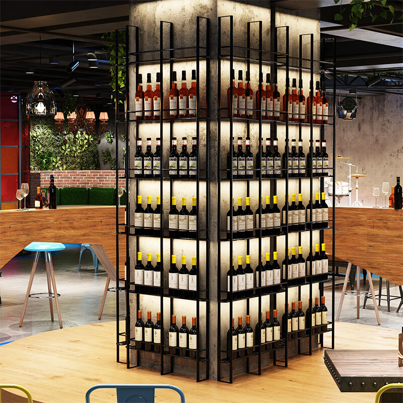 Armoires à vin uniques en métal inversé, vitrine de bar moderne, meubles de cuisine de restaurant, Holde Cremalheira De Vinho