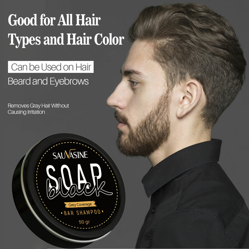 Tongkat sampo gelap rambut untuk pria, sabun penutup rambut abu-abu Polygonum Multiflorum perbaikan cepat efektif warna abu-abu putih