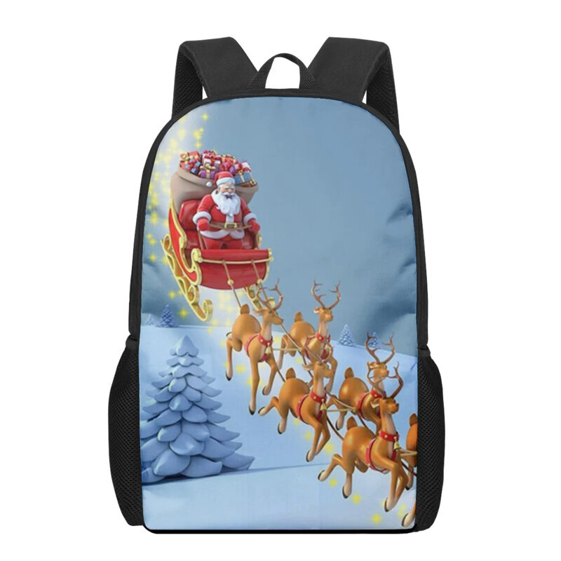 Детские рюкзаки с рождественским принтом Санта Клауса, школьные ранцы для мальчиков и девочек, рюкзак для ноутбука для подростков, повседневный дорожный рюкзак