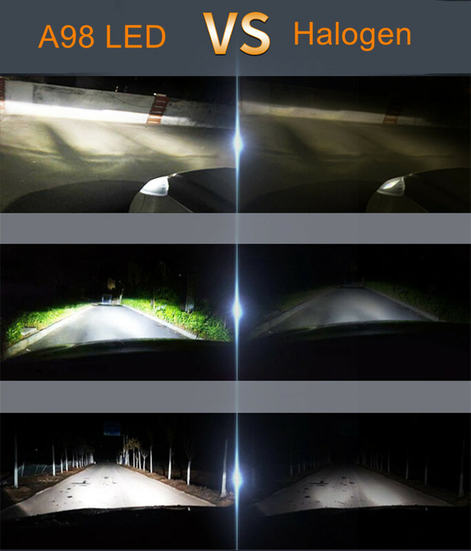 A98 LED المصباح لمبة ، مصابيح الضباب ، التحكم في درجة الحرارة المزدوجة ، H1 ، H4 ، H7 ، H8 ، H9 ، H11 ، 9005 ، 9006 ، 9012