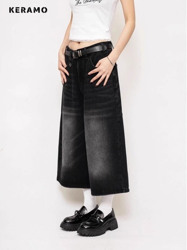 Casualowe Y2K szerokie nogawki luźne jeansowe szorty z lat 2000. Damskie w stylu Vintage główna ulica Retro szorty damskie wysoki stan tandetny modne spodenki