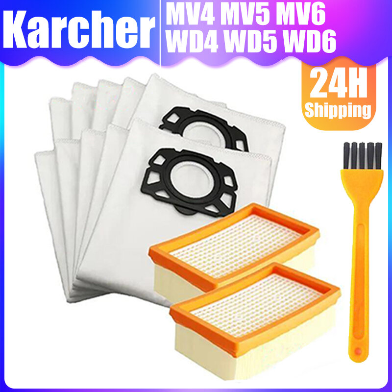 Karcher、交換部品、mv4、mv5、mv6、wd4、wd5、wd6、wd4000からwd5999、部品番号2.863-006.0用のhpaフィルター防塵バッグ