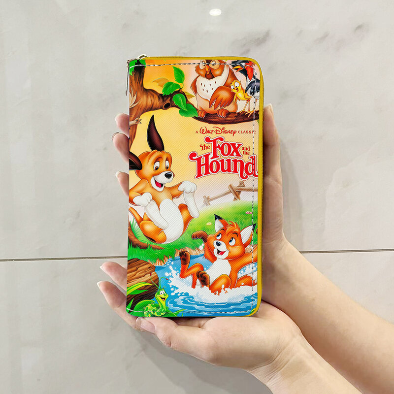 Disney Fox i Hound Tod & miedziane teczki Anime portfel kreskówka zamek błyskawiczny portmonetka casualowe portmonetki pudełko na karty torebka prezent
