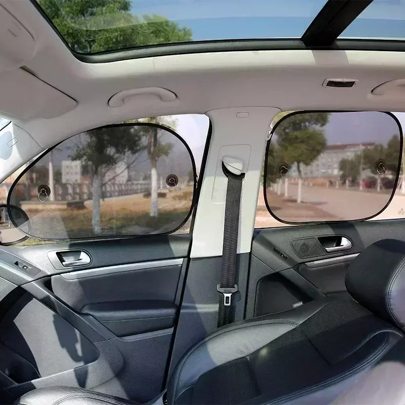 Penutup kerai jaring jendela lipat mobil, aksesori alat pelindung UV tirai kaca samping portabel otomatis Universal