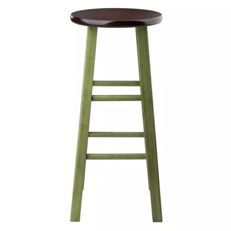 Taburete de Bar de madera de hiedra, taburete rústico con acabado verde y nogal, muebles de cocina, 29 pulgadas