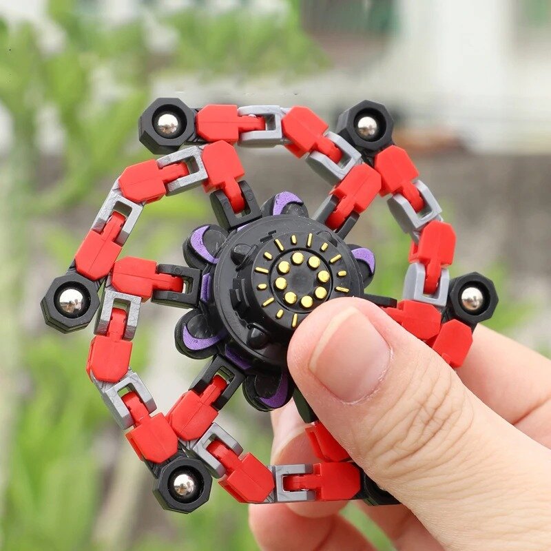 Mainan rantai Spinner Fidget Spinner tangan anti stres hadiah Gyro sensoris stres untuk anak-anak dewasa