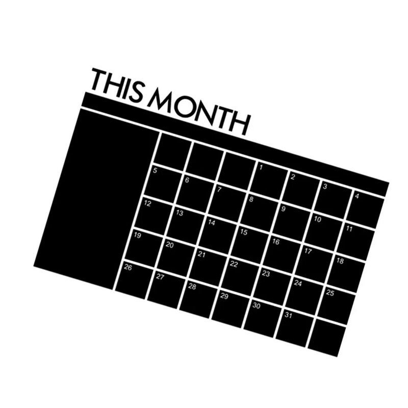Autocollants de calendrier mensuel pour réfrigérateur, tableau noir, accessoires de plan, ménage