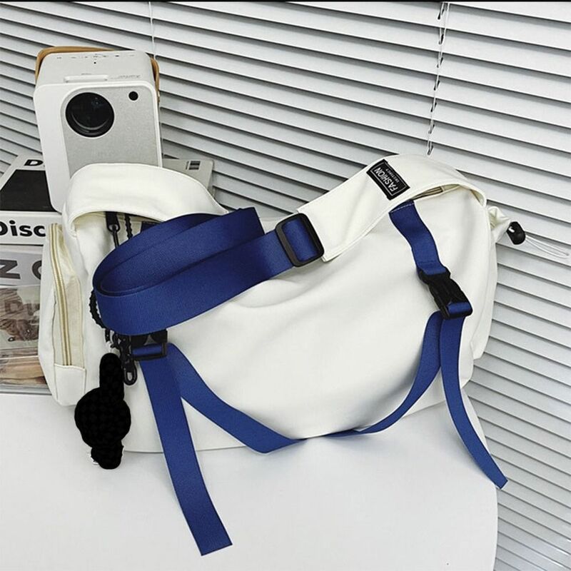 Bolsa de ombro impermeável Nylon para estudante, Grande capacidade Crossbody Bag, Pure Color School Bag, Harajuku