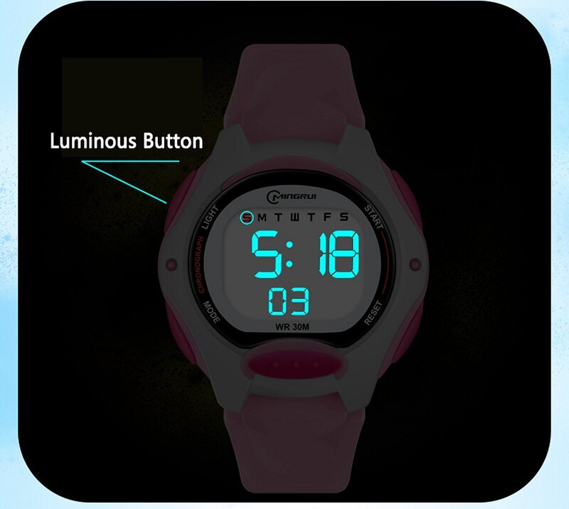 Design Watch for Girl Waterproof Digital Sport Kids Watches White Silicone Strap Alarm Electronic Young Children Watch Clocks