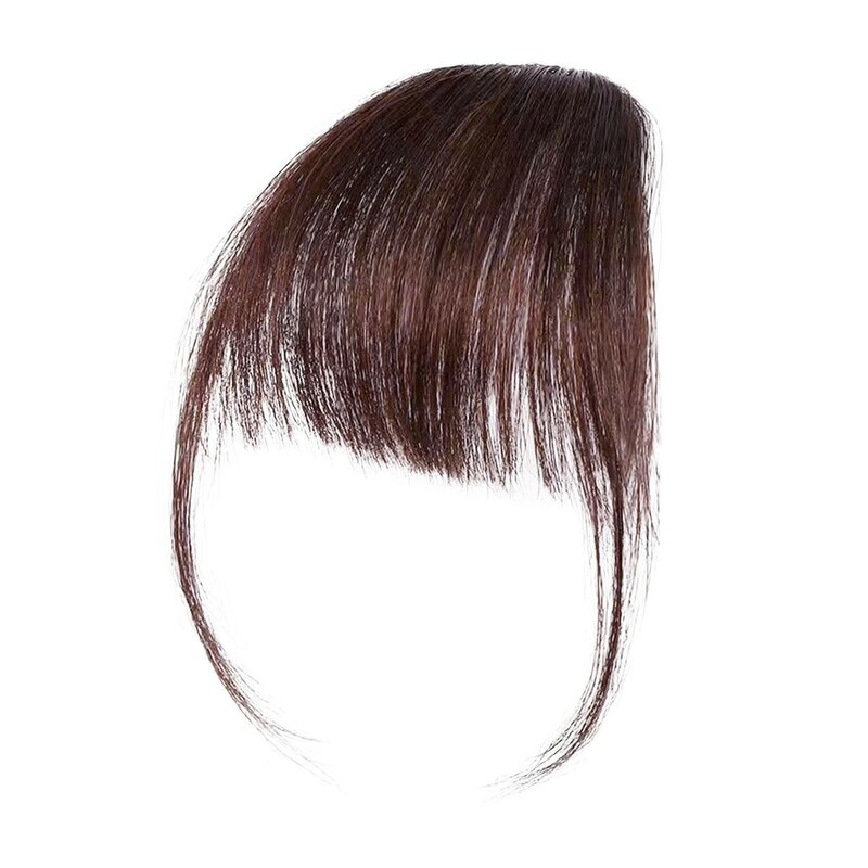 Wig klip Natural poni udara palsu, 1 buah klip rambut poni ekstensi rambut sintetis alat penata rambut poni palsu coklat hitam
