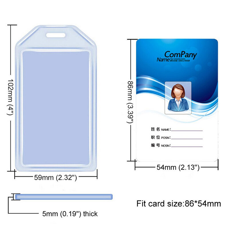 Hochleistungs-Ausweis halter, Hartplastik vertikales Silikon weich klar PVC-Karten halter Namensschild halter 57x102mm