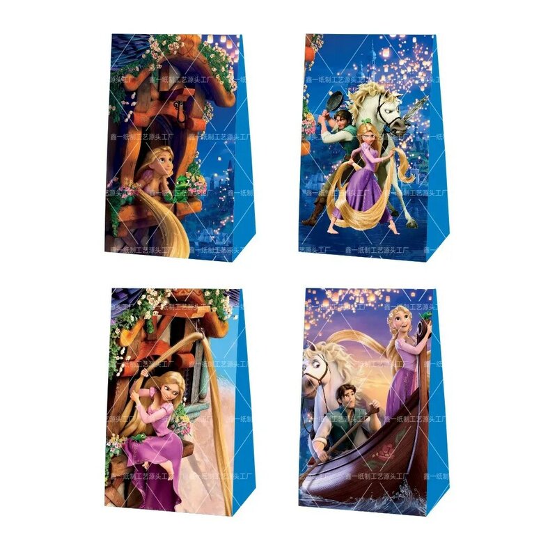 Rapunzel Paper Candy Bag Birthday Party Cookie Popcorn Box for Kid Girl Birthday Party Decoration Supplies Baby Shower Favor