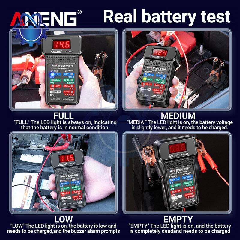 Nowy Tester baterii 12V LCD cyfrowy dla akumulatorów samochodowych analizator ładowania rozruchu systemu Tester akumulator samochodowy Checker narzędzie diagnostyczne