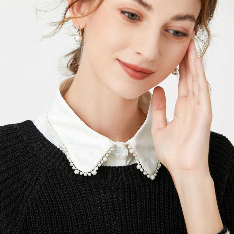 Moda feminina colar falso ladies bottomming camisa rendas decoração colar falso para camisola outono e inverno destacável colar