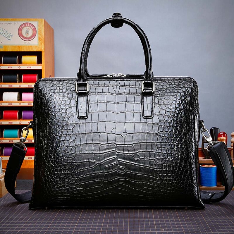 Kexima crocodilo negócios homens bolsas de moda seção transversal masculino crocodilo maleta grande capacidade sacos