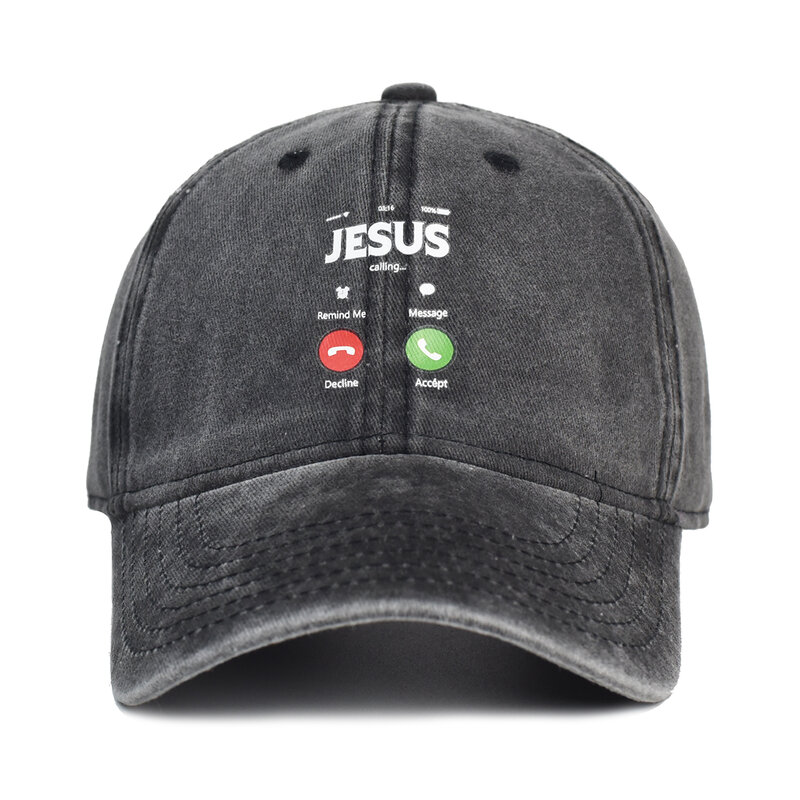 Gorras de béisbol de algodón lavado para hombre y mujer, sombrero de llamada de Jesús Vintage, ajustable, Snapback, Hip Hop, primavera y otoño