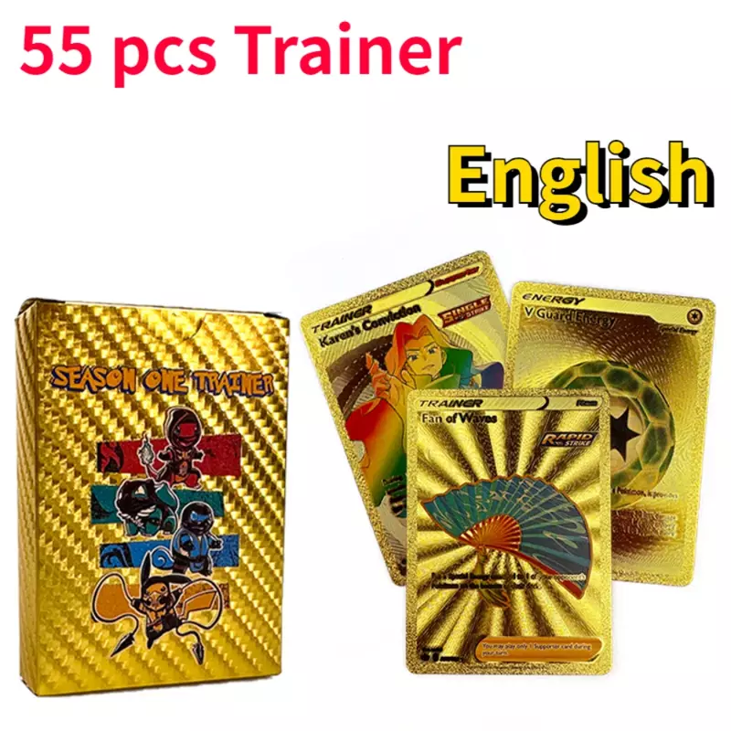 Anime Pokemon Genuine muslimgerman Gold French Colorful English Rose Gold Black Rainbow Rare Battle Collection Card