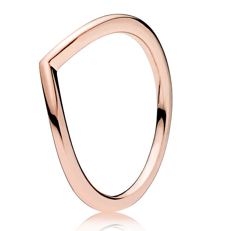 Authentischer 925er Sterling Silber Ring Rose Gold Glanz Wunsch Knochen Ring mit Kristall für Frauen Geschenk Modeschmuck gesetzt