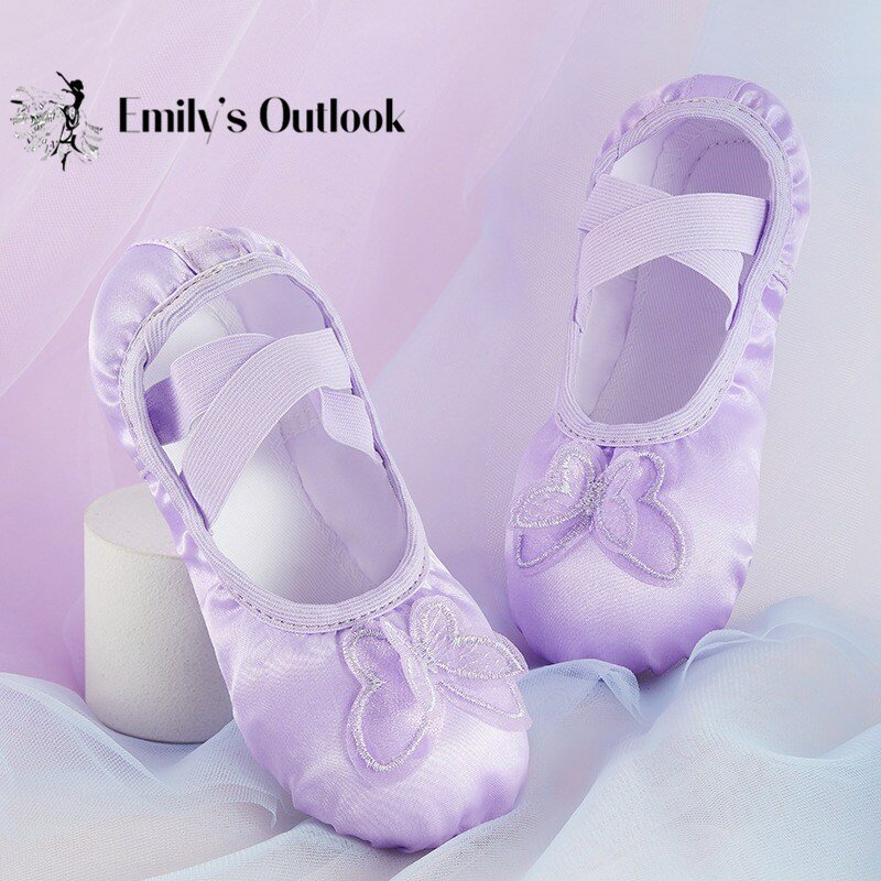 Zapatos de Ballet de mariposa para niña, zapatilla de suela de cuero suave, Rima corporal China, bailarinas, vestido de princesa para niños pequeños