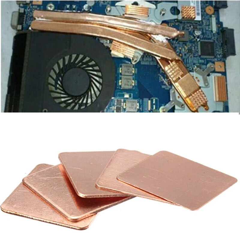 5Pcs 0.3mm-2mm spessore Laptop foglio di rame striscia striscia spessore termico Pad dissipatore di calore per GPU CPU Chip RAM raffreddamento
