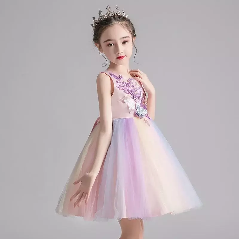 فستان أداء صيني للأطفال ، فستان مضيفة للفتيات ، النسخة الكورية ،
