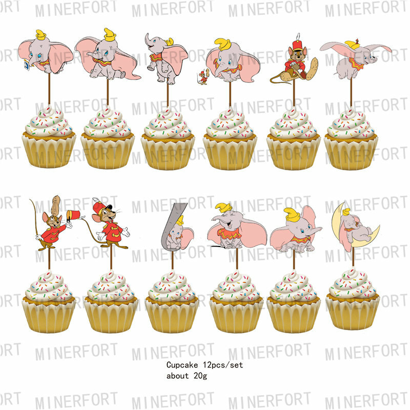 Disney Dumbo-vajilla desechable de dibujos animados para fiesta de cumpleaños de niños, platos, tazas, globos de decoración