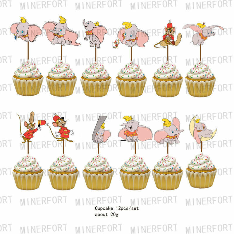 Disney Dumbo อุปกรณ์การ์ตูน Dumbo Disposable Tableware ถ้วย Baby Shower วันเกิดสำหรับเด็ก Party ลูกโป่งประดับ