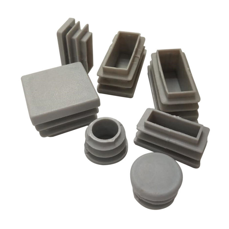 Round Square Plastic Blanking End Cap Tube Pipe Inserts Plug Bung Insert Stopper Chair Leg Dust Cover Furniture Accessories Grey