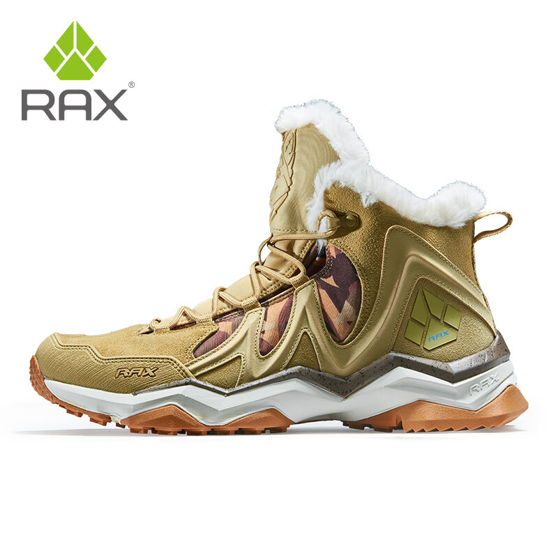 RAX – chaussures de randonnée imperméables pour hommes, baskets d'extérieur d'hiver, de neige, en peluche, de montagne, de Jogging, de tourisme en plein air