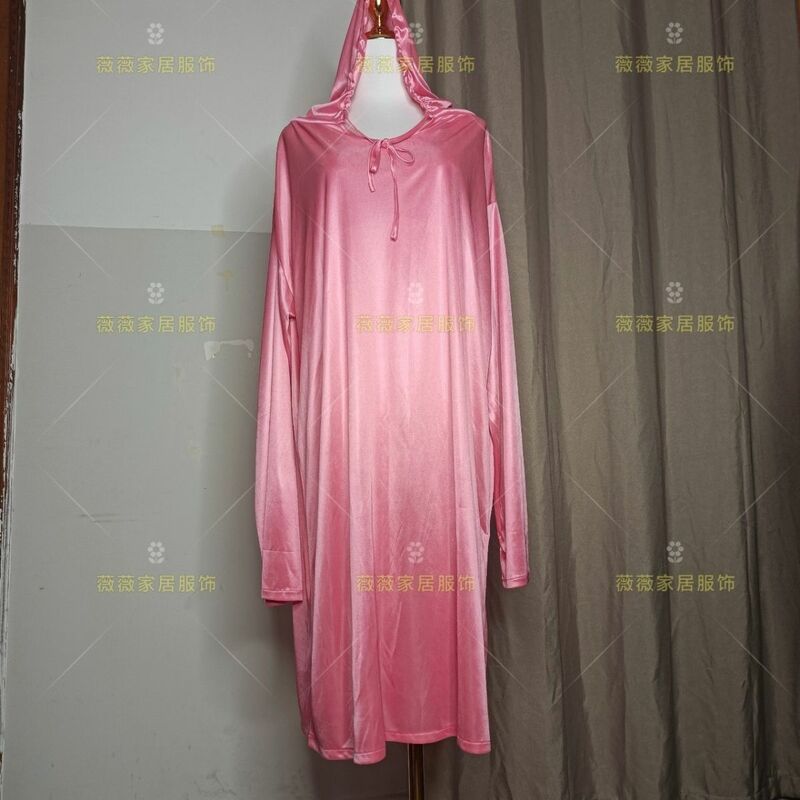 Vestido de cetim com capuz feminino e masculino, manga comprida, super largo, brilhante, vestido solto, robe de dormir, 1,2 m