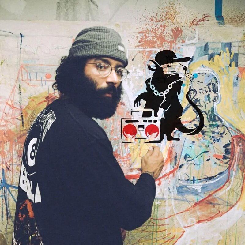 Hip Hop Ratte Schablone 11,8x11,8 Zoll wieder verwendbare Banksy Ratte Schablone DIY Kunst Radios und Maus Malerei Vorlage Banksy Thema