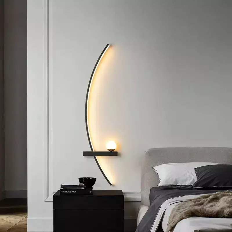 Modern LED Wall Lamp Simple Striped Wall Lamp Decor Bedroom Bedside Side Lamps Study Home Interior Lighting Gloss