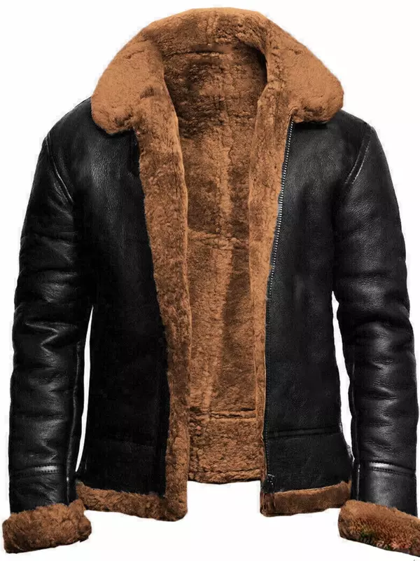 남성용 PU 가죽 재킷, 두꺼운 따뜻한 파카, 모피 플리스, 이너 비즈니스 코트, 캐주얼 남성 방수 다운 바이커 재킷, 겨울