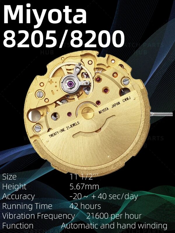 Jam tangan Miyota 8205 baru gerakan Citizen asli 8200 mouvence gerakan otomatis 3 Tangan tanggal di bagian jam 3:00
