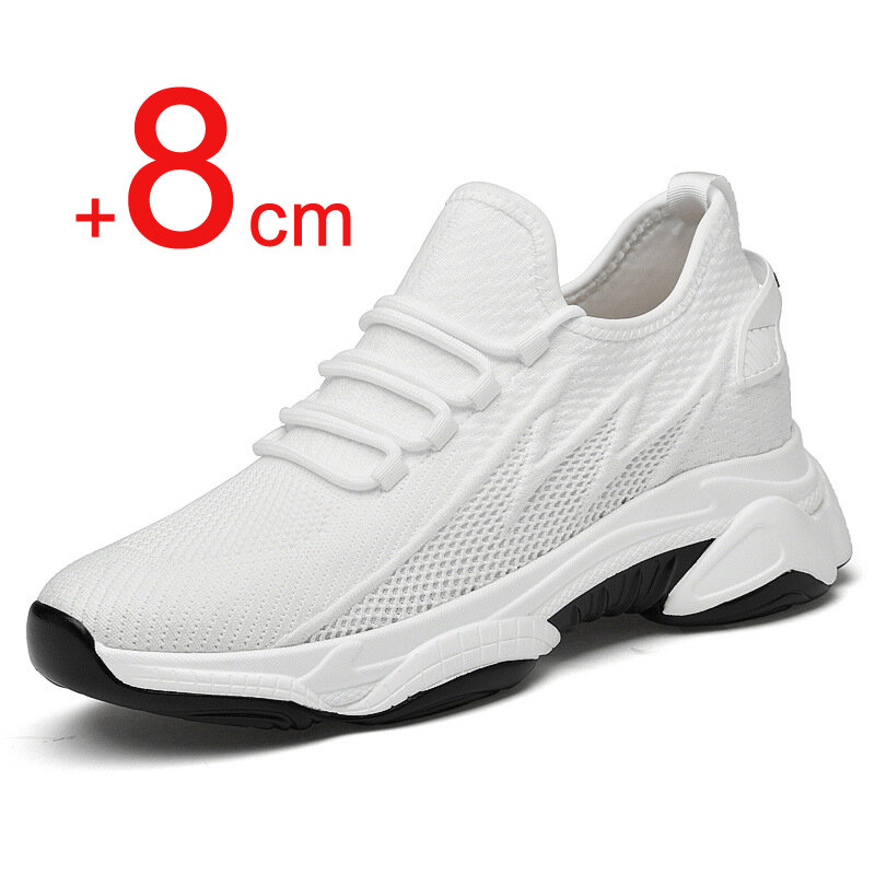 รองเท้าผ้าใบเสริมความสูงสำหรับผู้ชาย, รองเท้าเสริมส้นรองเท้ากีฬาตาข่ายเพิ่มความสูงได้สูง8ซม. สำหรับฤดูใบไม้ผลิฤดูร้อน