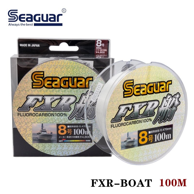 SEAGUAR FXR BOAT-Ligne de pêche originale en fibre de carbone, 100% fluorocarbone, 6 à 30lb, 100m, Japon