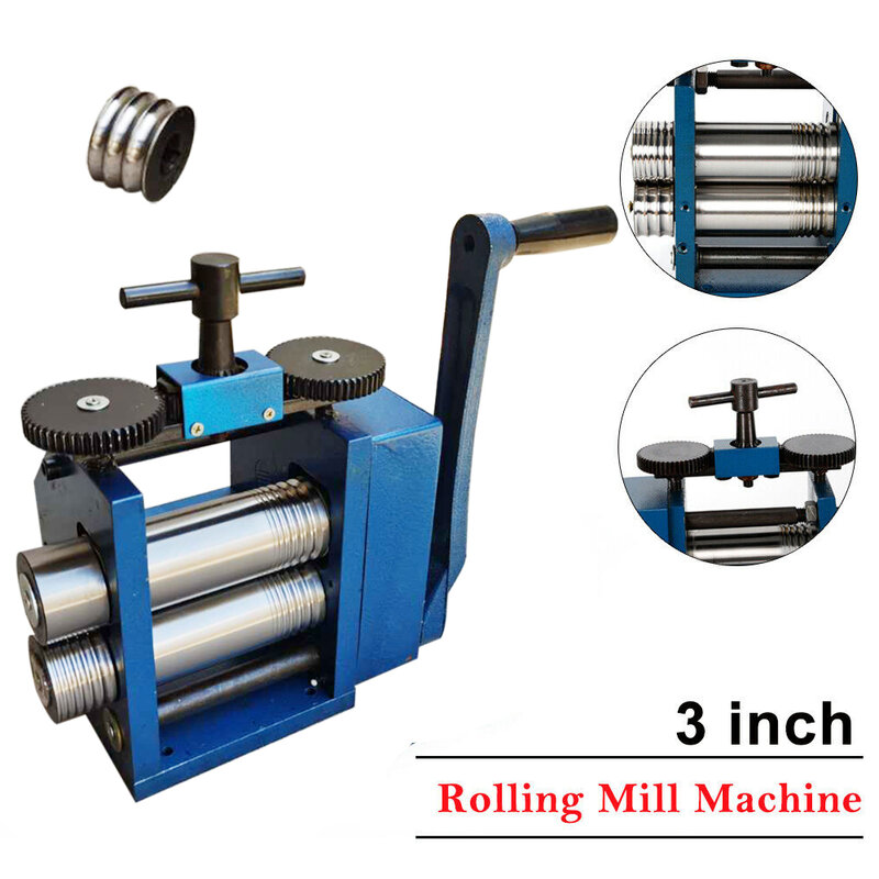 Rodillo de prensa de joyería, herramienta Manual de 3 "75mm, herramienta de patrón plano de alambre, máquina de laminación combinada