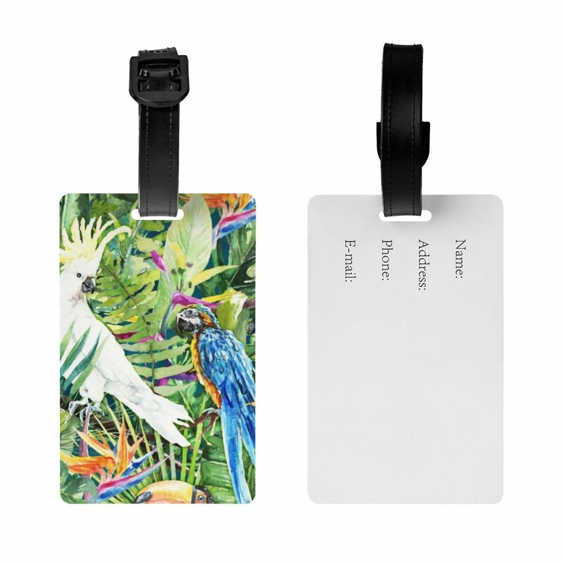 Birds In Paradise Luggage Tags for Travel Suitcase Parrot Bird Privacy Cover Name ID Card