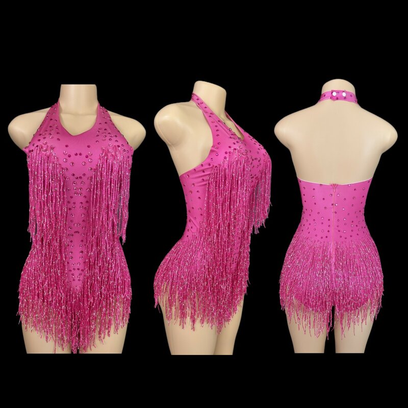 VPackage Club Party Dance Costume for Women, Strass Kly, Fringe Drum Suit, Stage Wear, Sexy Tassel Leotard, Performance Clothing, 7G
