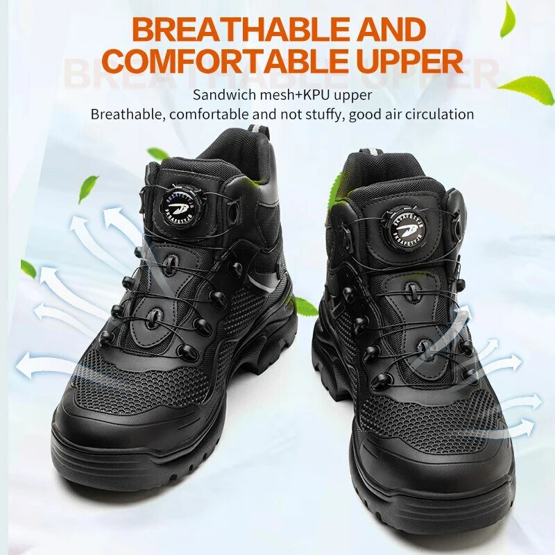 Scarpe antinfortunistiche con bottoni rotanti scarpe da ginnastica da lavoro da uomo scarpe indistruttibili scarpe protettive antiforatura stivali da lavoro punta in acciaio