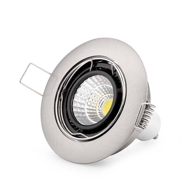 Spot Lumineux LED Encastrable avec Boîtier en Nickel Chromé, Luminaire de Plafond avec Globe Oculaire