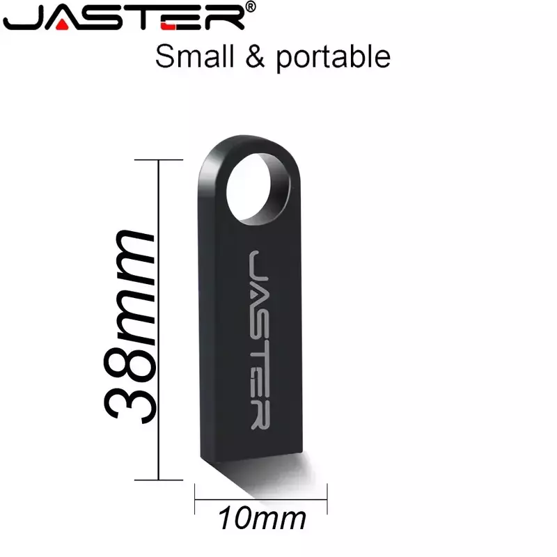 JASTER USB 2.0 Flash Drive Metal 64GB Black 32GB High speed Pen drive 16GB Memory stick Free key chain U disk 8GB 4GB For Laptop