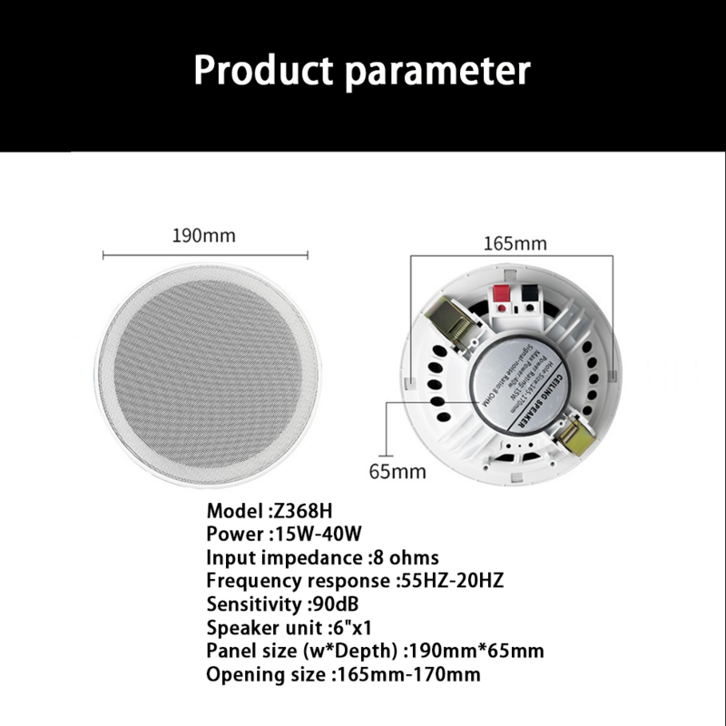 15W frameless ceiling speaker mounted in home audio background music system Audio Loudspeaker to Stereo Music Player