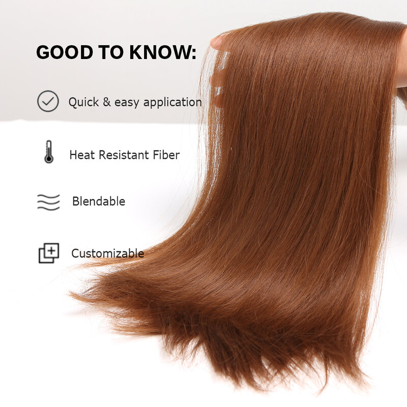 HAIRCUBE-Peluca de extensión de cola de caballo para mujer, pelo sintético largo y liso, color negro y marrón, Afro, resistente al calor