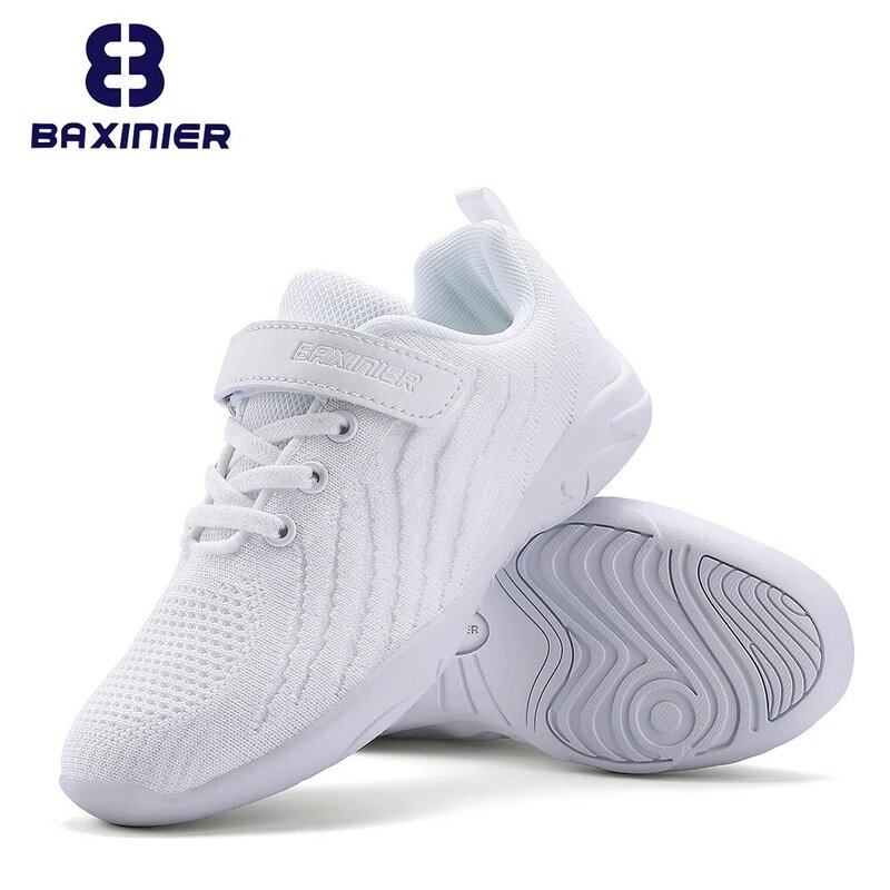 BAXINIER Girls White Cheer Shoes Trainers  Breathable Training Dance Tennis Shoes Lightweight Youth Cheer Competition Sneakers