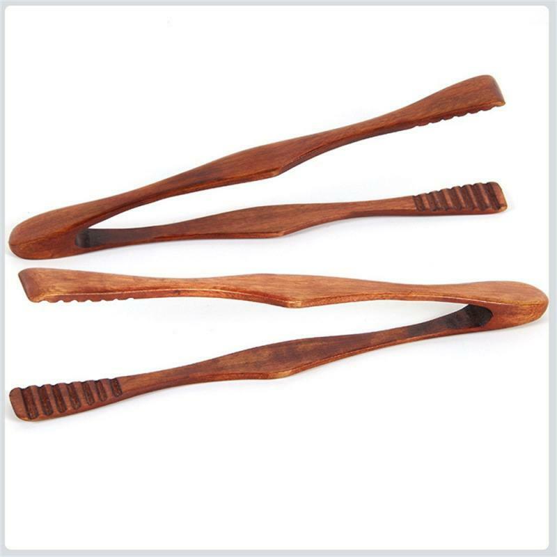 Bamboo Cooking Kitchen Tongs Food BBQ Tool Salad Bacon Steak Bread Cake Wooden Clip Home Kitchen Utensil