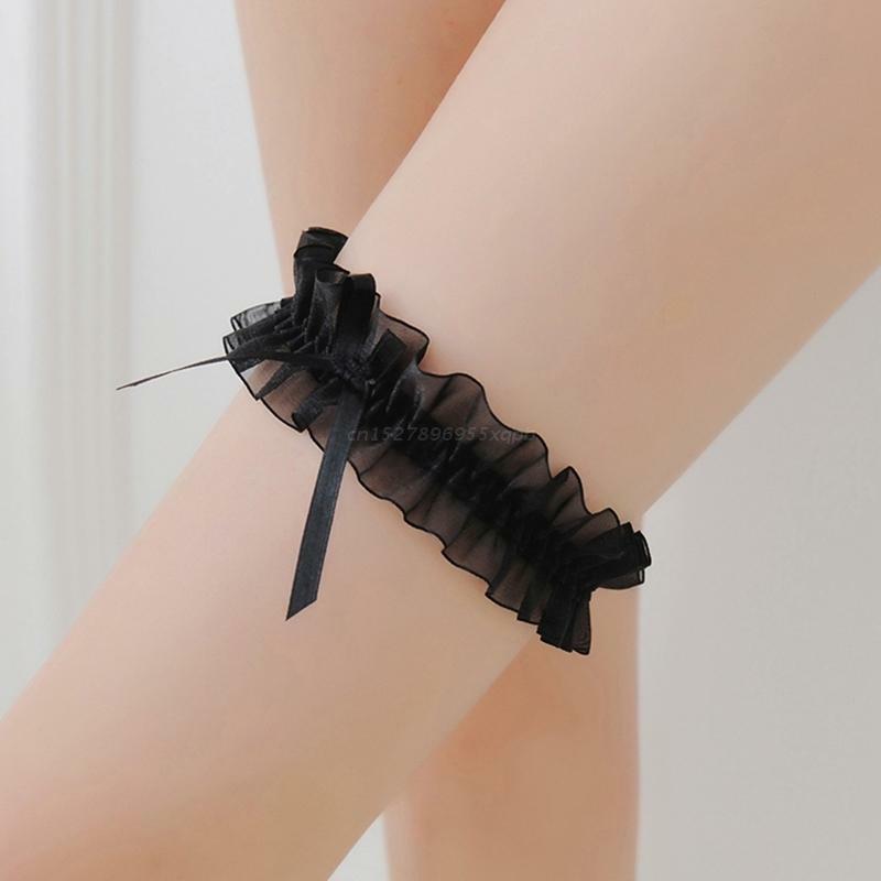 Wedding Bridal Garter for Women Sexy Lace Ribbon Bowknot Princess Leg Foot Ring Stretch Prom Garter Lingerie Accessories