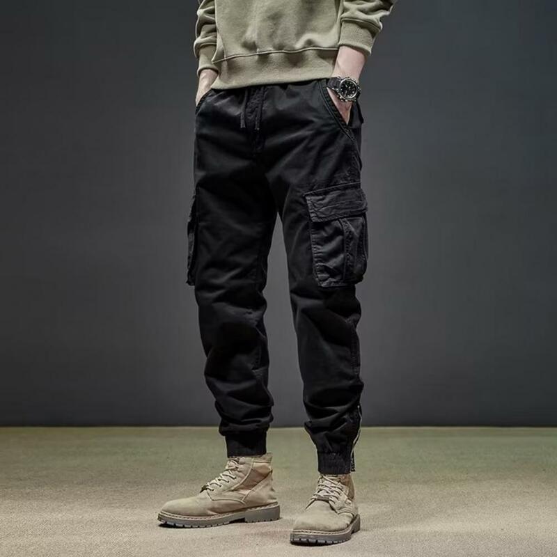 Штаны-карго мужские зимние с несколькими карманами, плотные теплые облегающие джоггеры с флисовой подкладкой, уличная одежда, повседневные теплые брюки