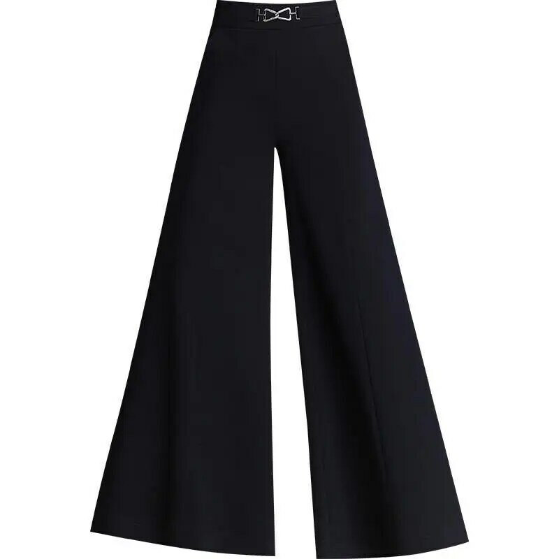 Abbigliamento coreano donna pantaloni svasati neri primavera autunno Office Lady Versatile pantaloni larghi Casual a vita alta a vita alta