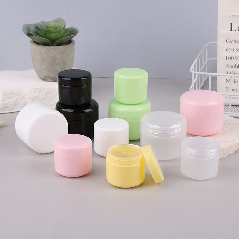2 pezzi bottiglie riutilizzabili in plastica vaso per trucco vuoto vaso crema per il viso da viaggio/lozione/contenitore cosmetico